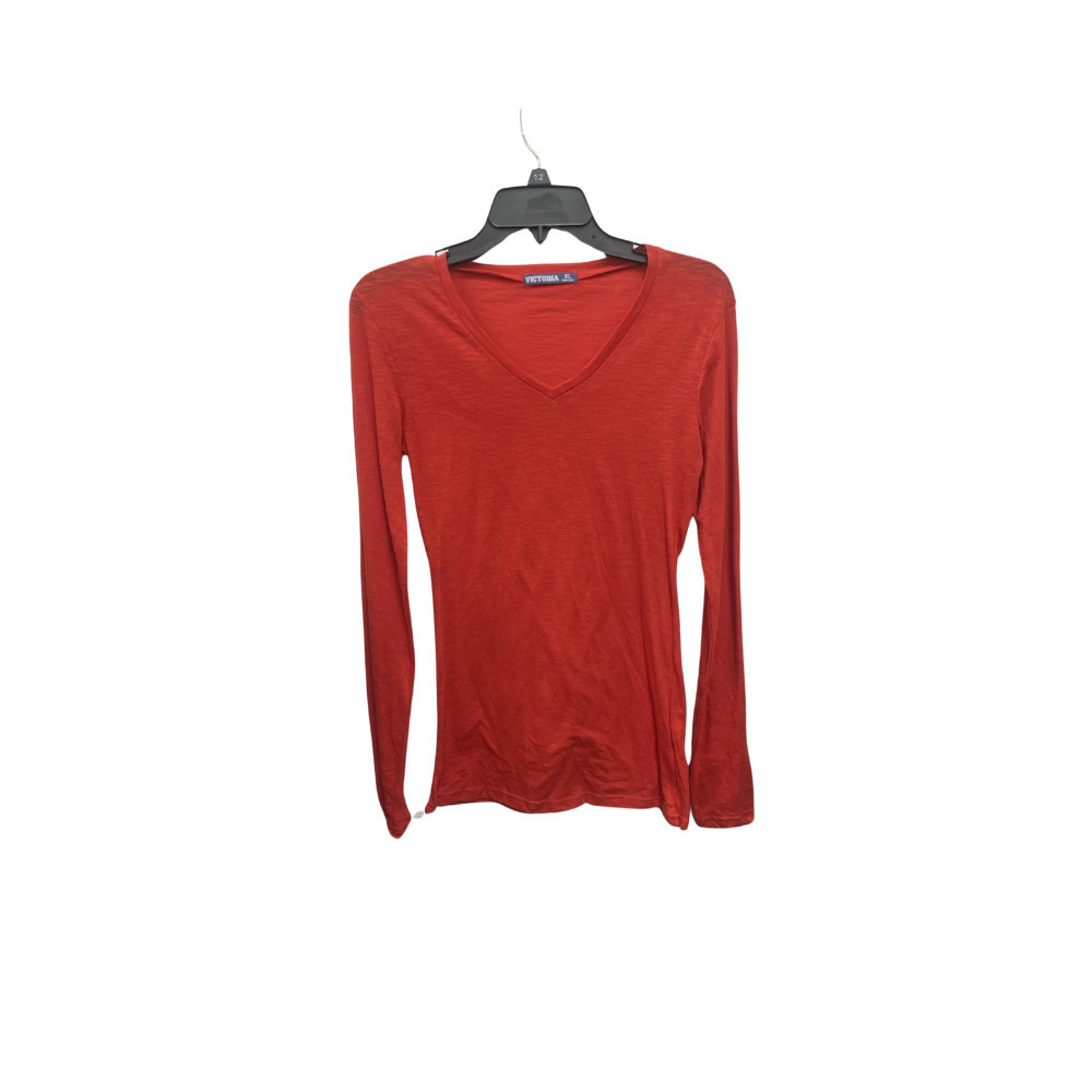 Victoria XL Red V-Neck Long Sleeve Shirt - Women's Top